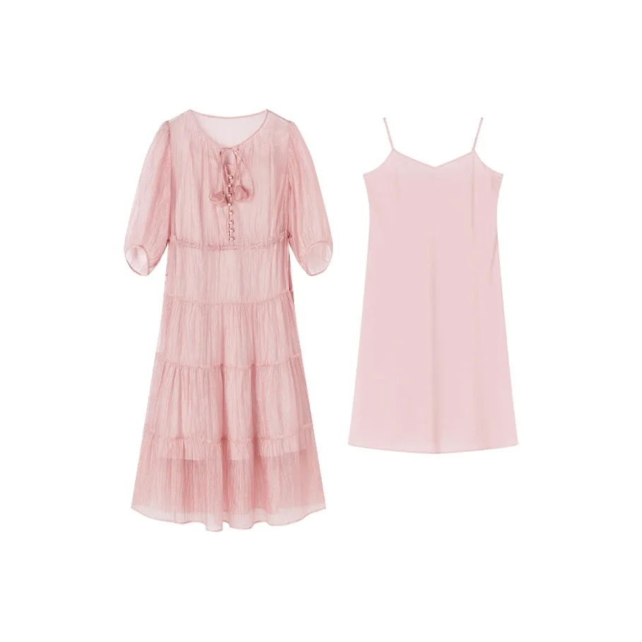 XIANGYING Длинное платье с длинными рукавами женское