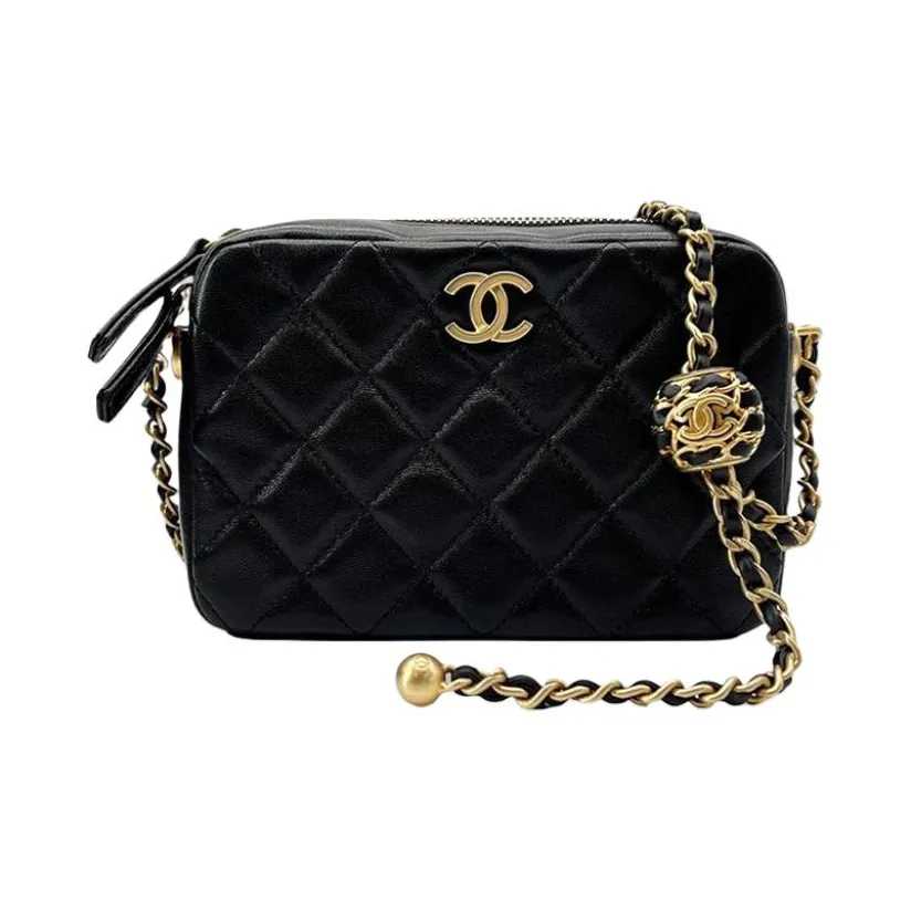CHANEL Sheepskin Camera Bag, Shoulder Bag, Crossbody Bag Women's Black
