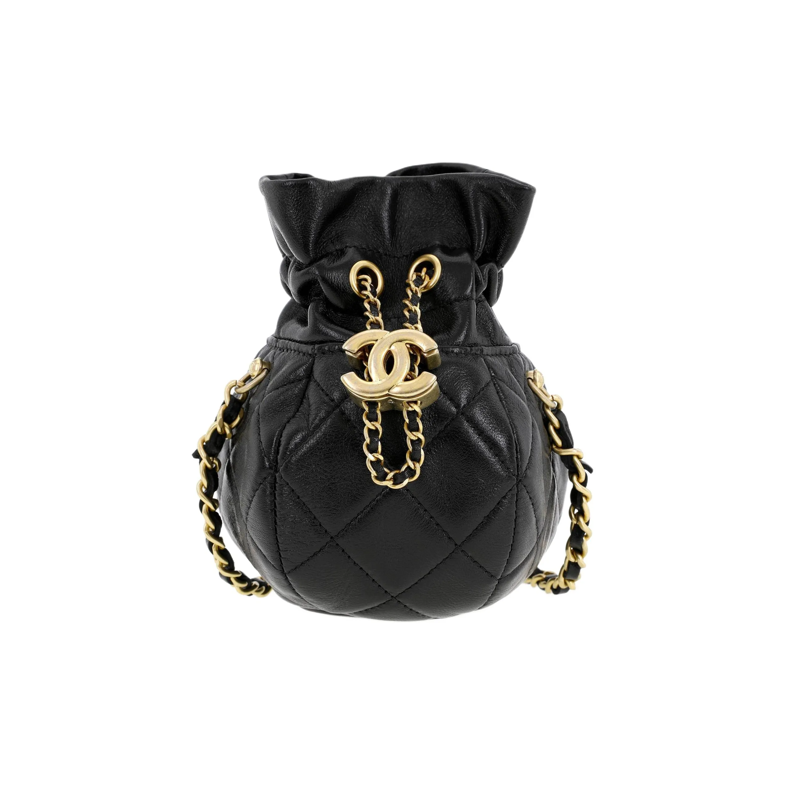 CHANEL Bright Lambskin One Shoulder Crossbody Clutch Women's Black