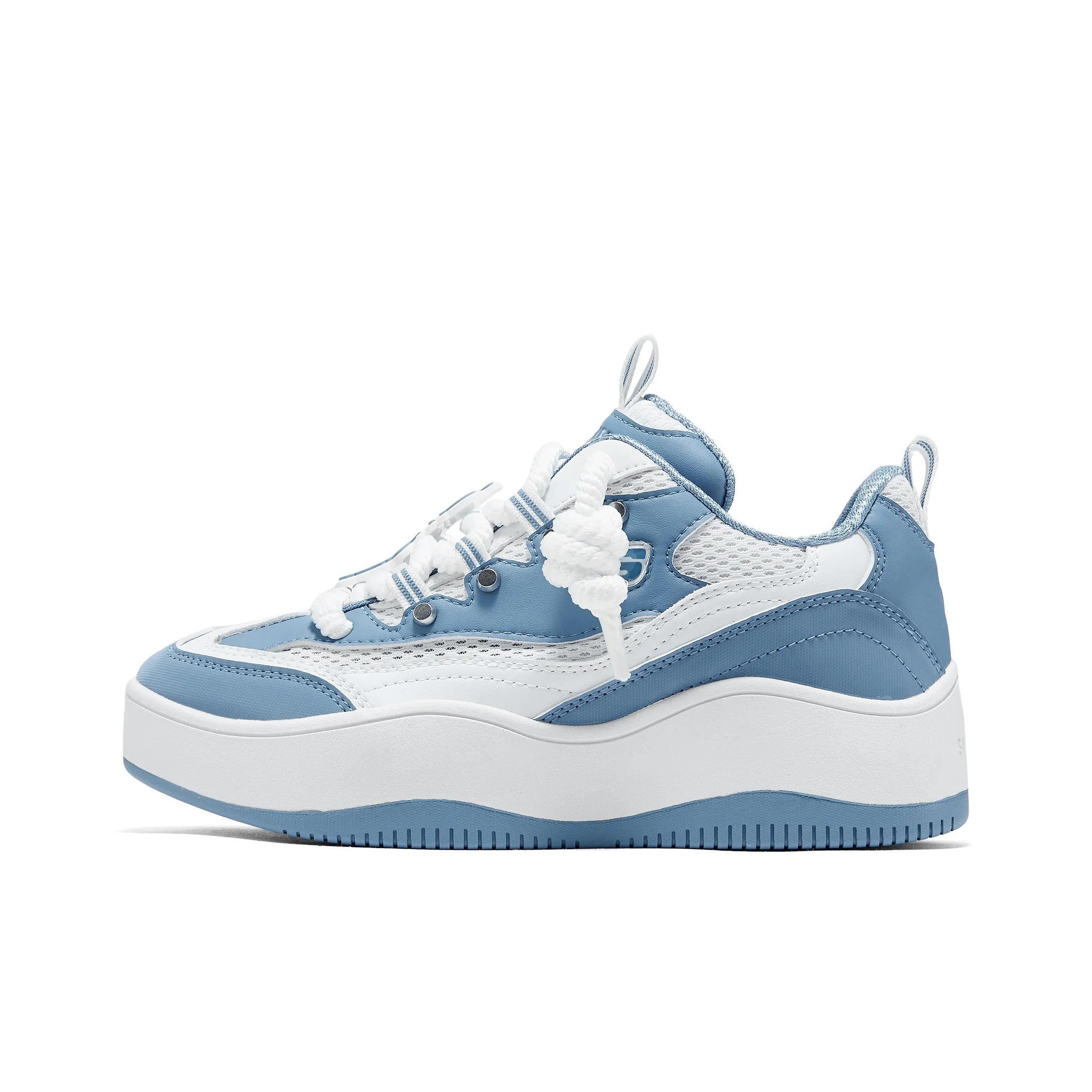 Skechers Уличный Дышащий Увеличение Высоты Низкий Топ Скейтбординг Кроссовки Женские Сине-белый