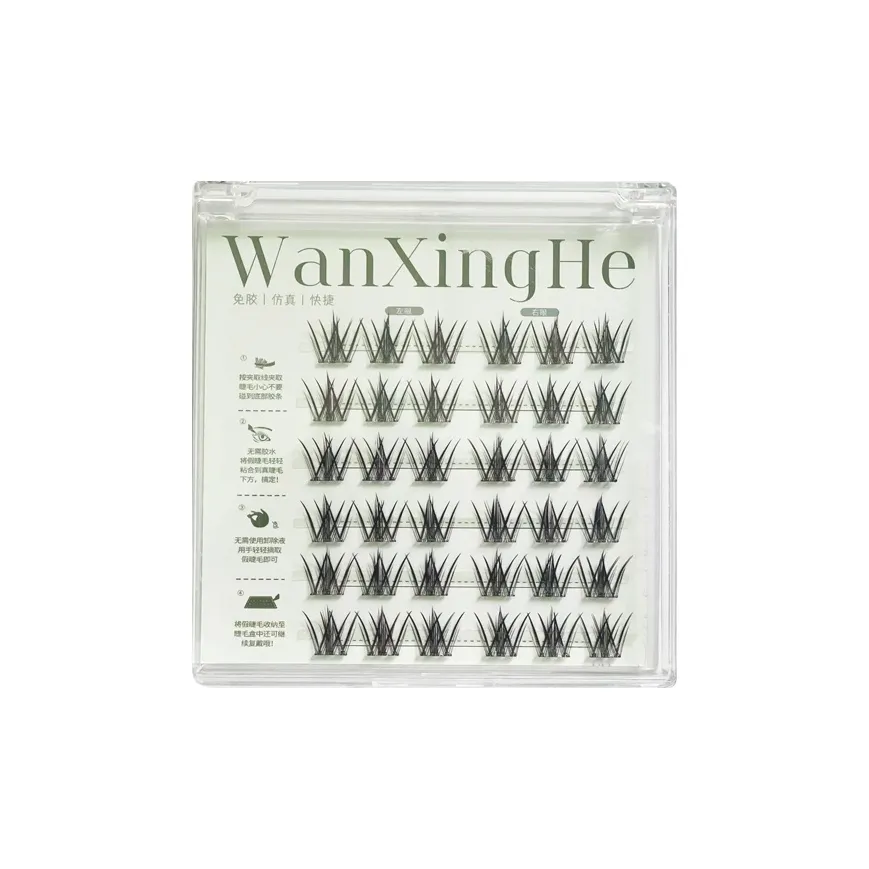 WANXINGHE Без клея без необходимости удаления Daisy Беллфлауэр Искусственные ресницы Сегментированные Один кластер Шесть рядов 36 кластеров