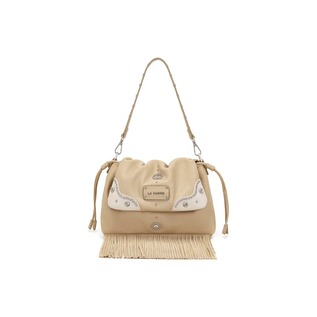 La Carrie Сумка через плечо из натуральной коровьей кожи стандартная женская светло-бежевая