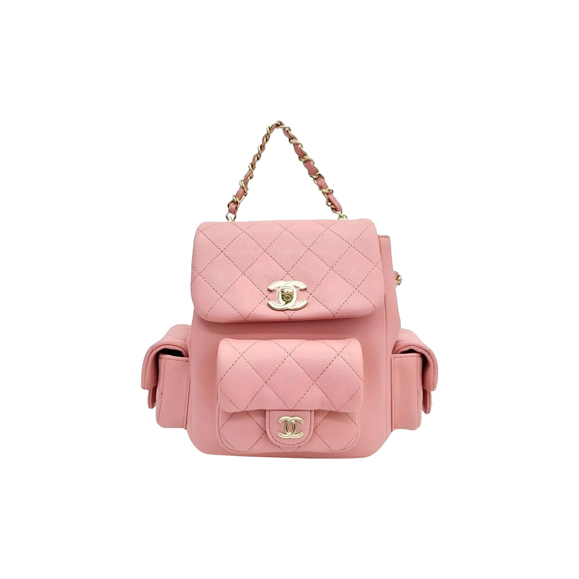 CHANEL Cow Leather Backpack Women's Light Pink