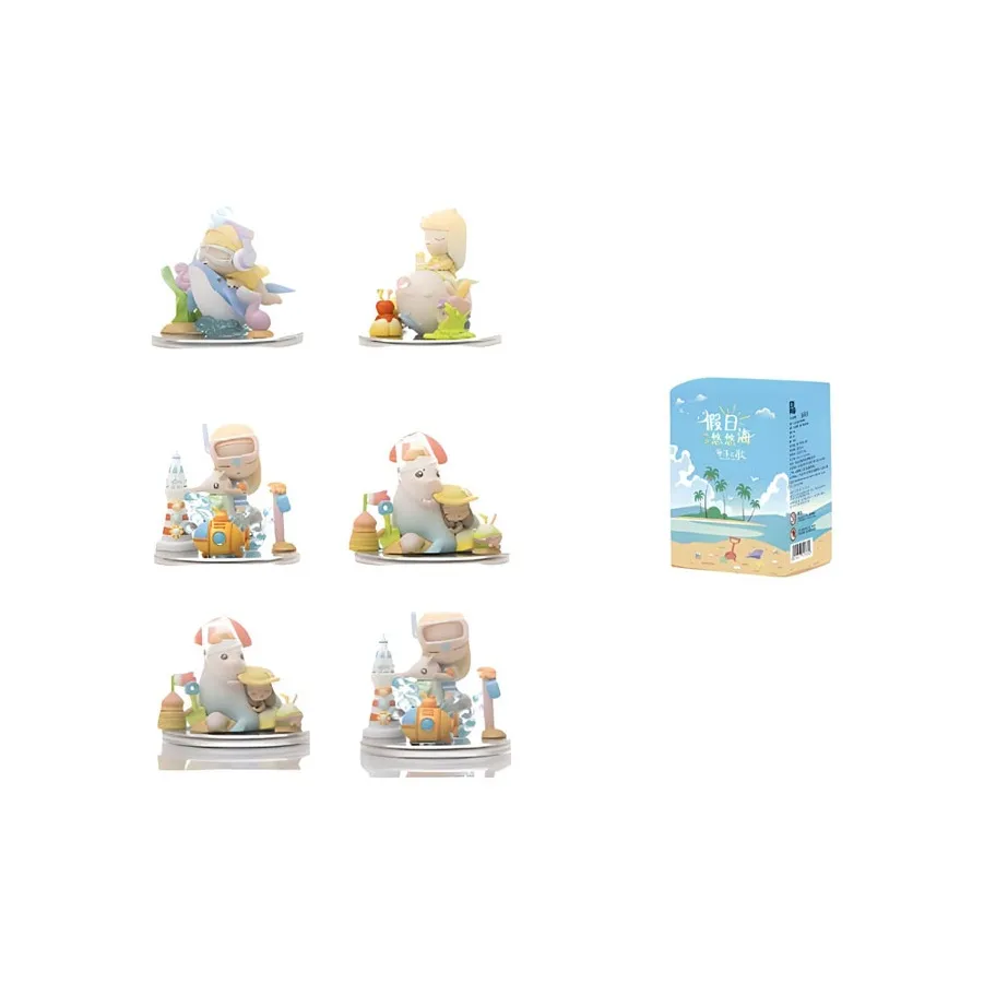 POP MART Песня океана Праздника YOYO Sea Collection Слепые коробки Один Mystery Коробка Целая коробка 6 шт