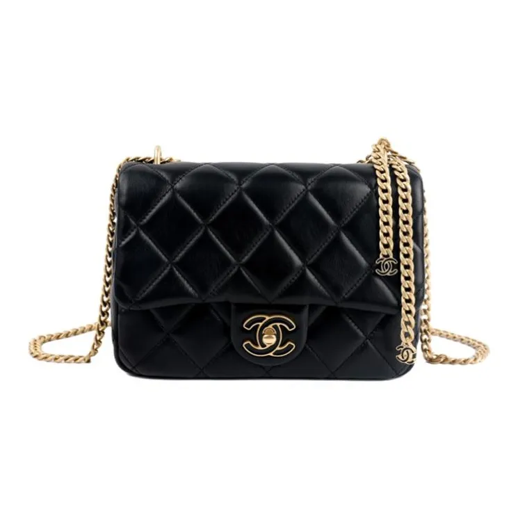 CHANEL Classic Flap CF Lambskin Shoulder Bag, Crossbody Bag Trumpets Women's Black