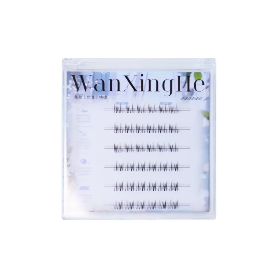 WANXINGHE Без клея без необходимости удаления Лунный свет Белый Нижние ресницы Один сегмент шесть рядов 36 кластеров