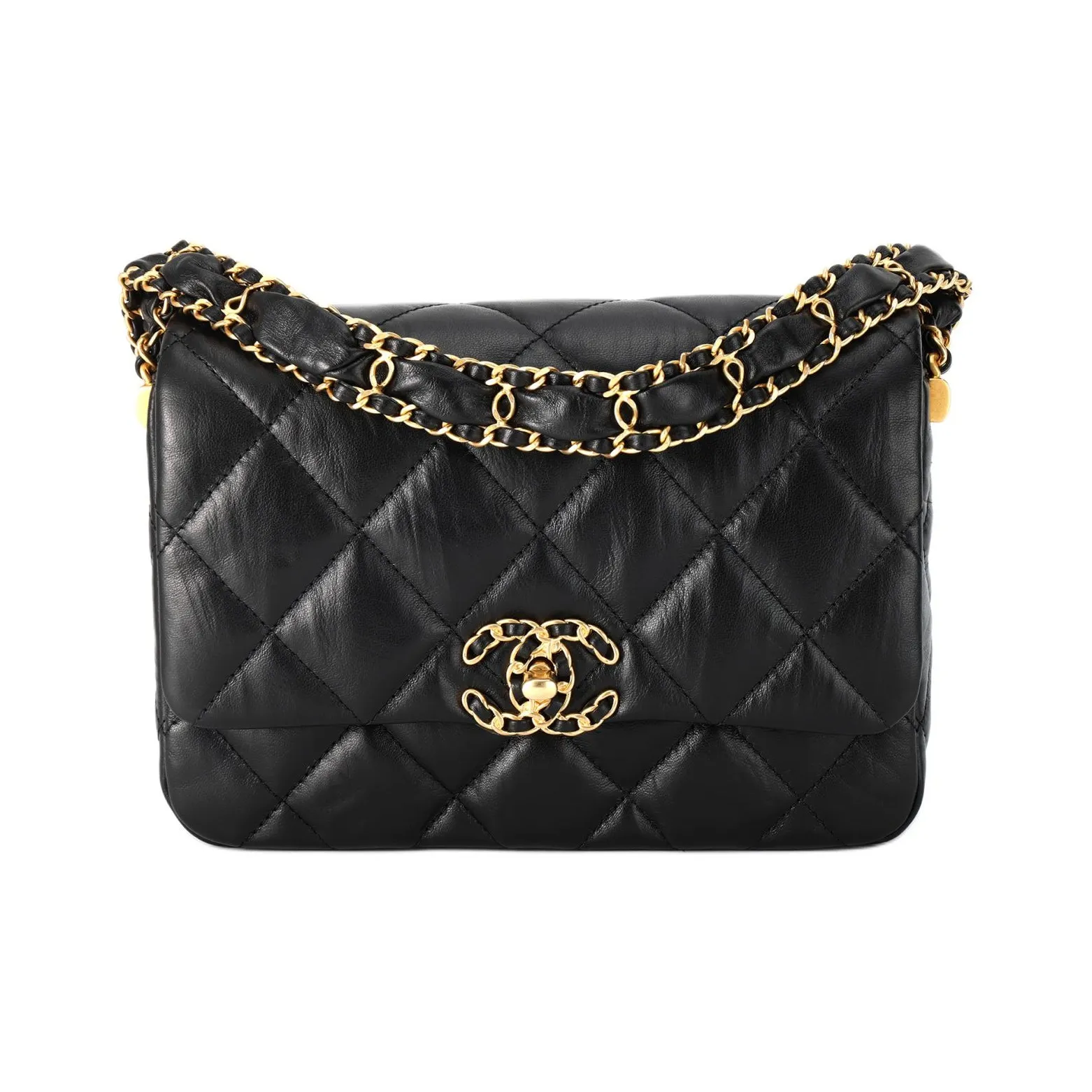 CHANEL Cow Leather Tofu Bag, Hobo Bag, Shoulder Bag, Crossbody Bag Women's Black