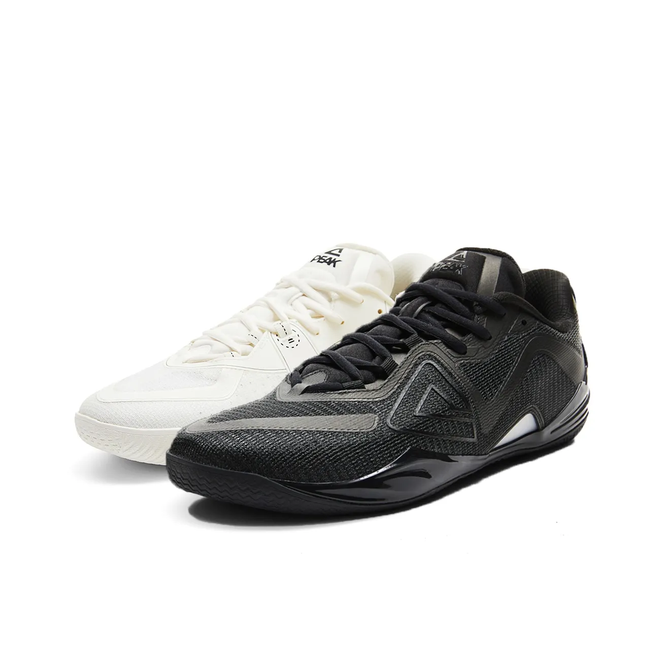 PEAK Wushuang Slip-resistant Abrasion-resistant Breathable Low-Top Basketball Shoes Men's Black and White Mismatched PEAK Wushuang Противоскользящий Устойчивый к истиранию Дышащий Низкий Верх Баскетбольные Кроссовки Мужские Черный и Белый Несовпадающие