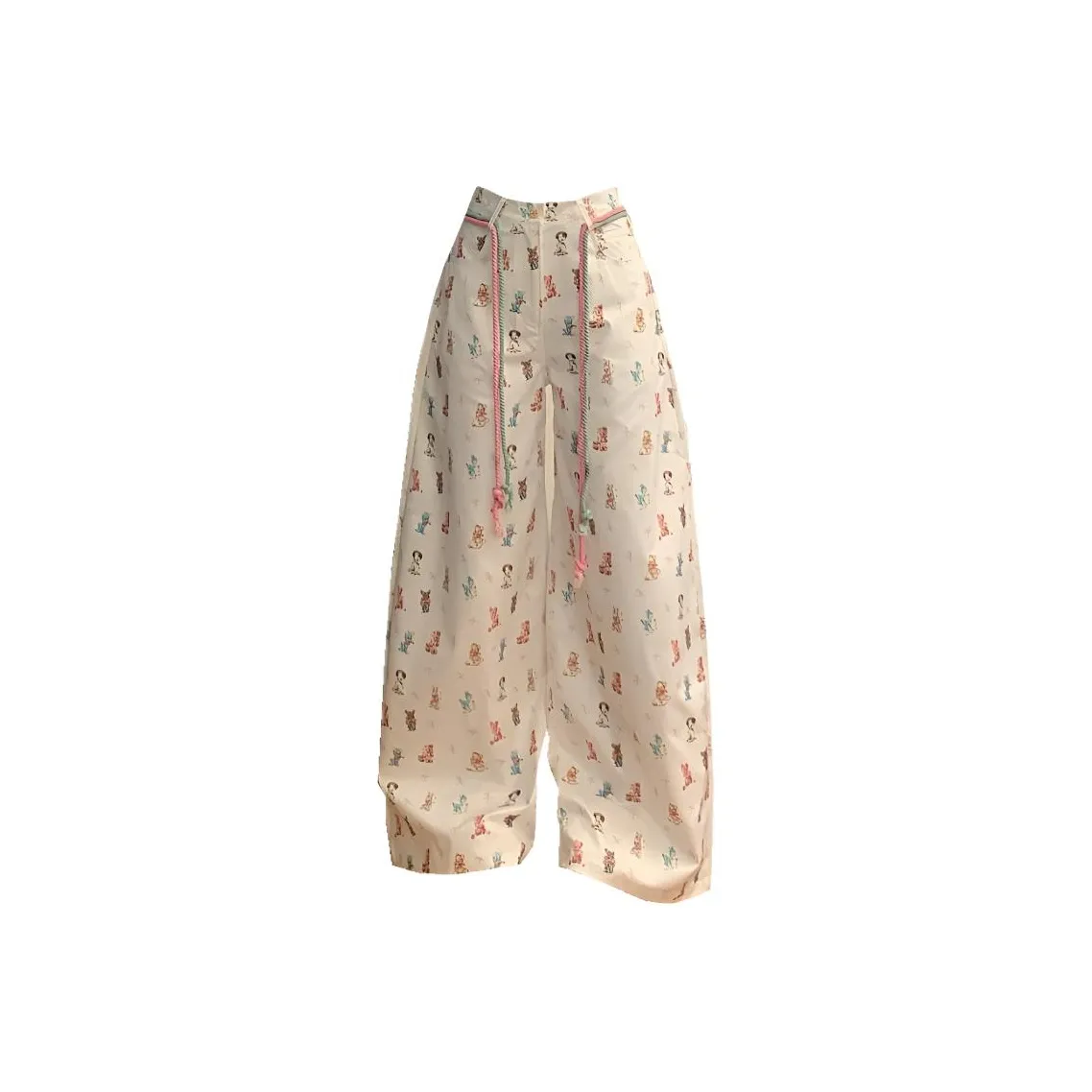 WICK BUEN Белый с Шнурок Женские Повседневные Штаны