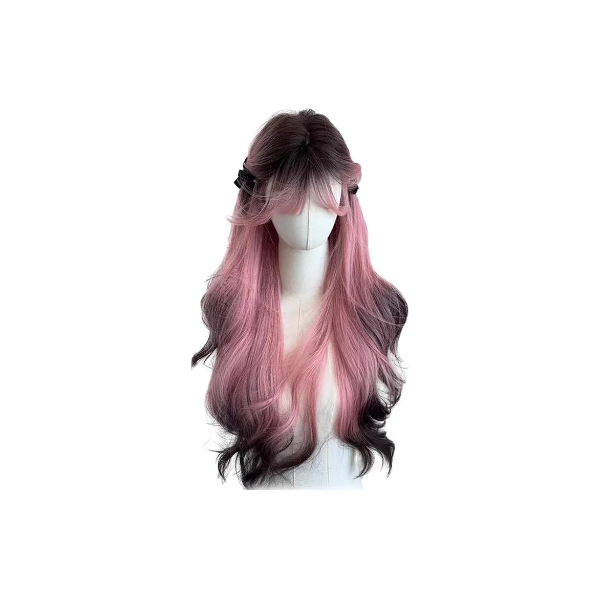 FYOSEE Siamese Cat Wig Длинные волосы Розовый Черный градиент с Высоким ключом Feel