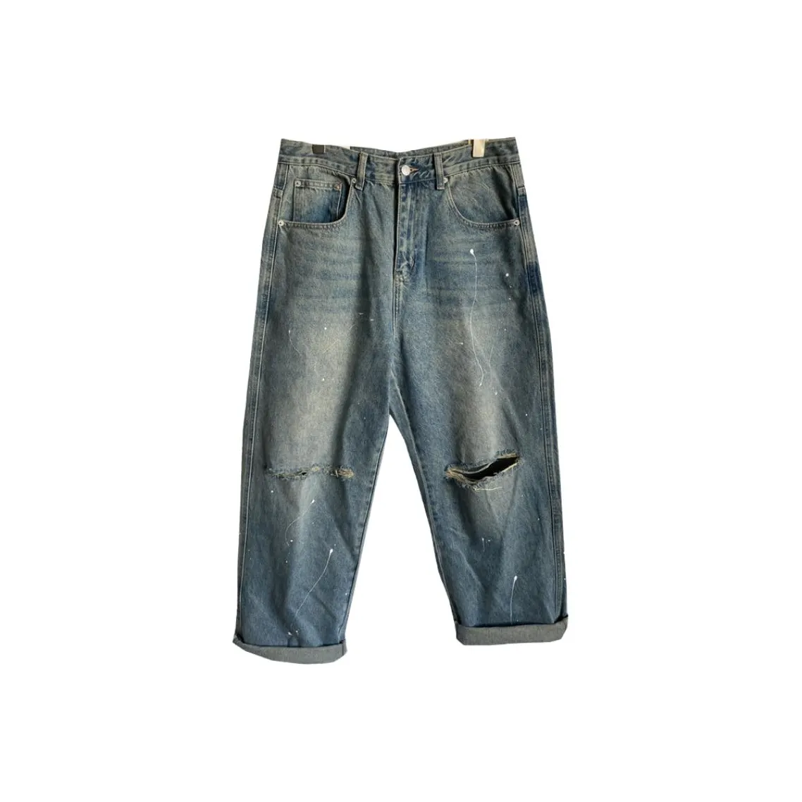 ZHANDASHUAI Промытый цвет Унисекс Джинсы