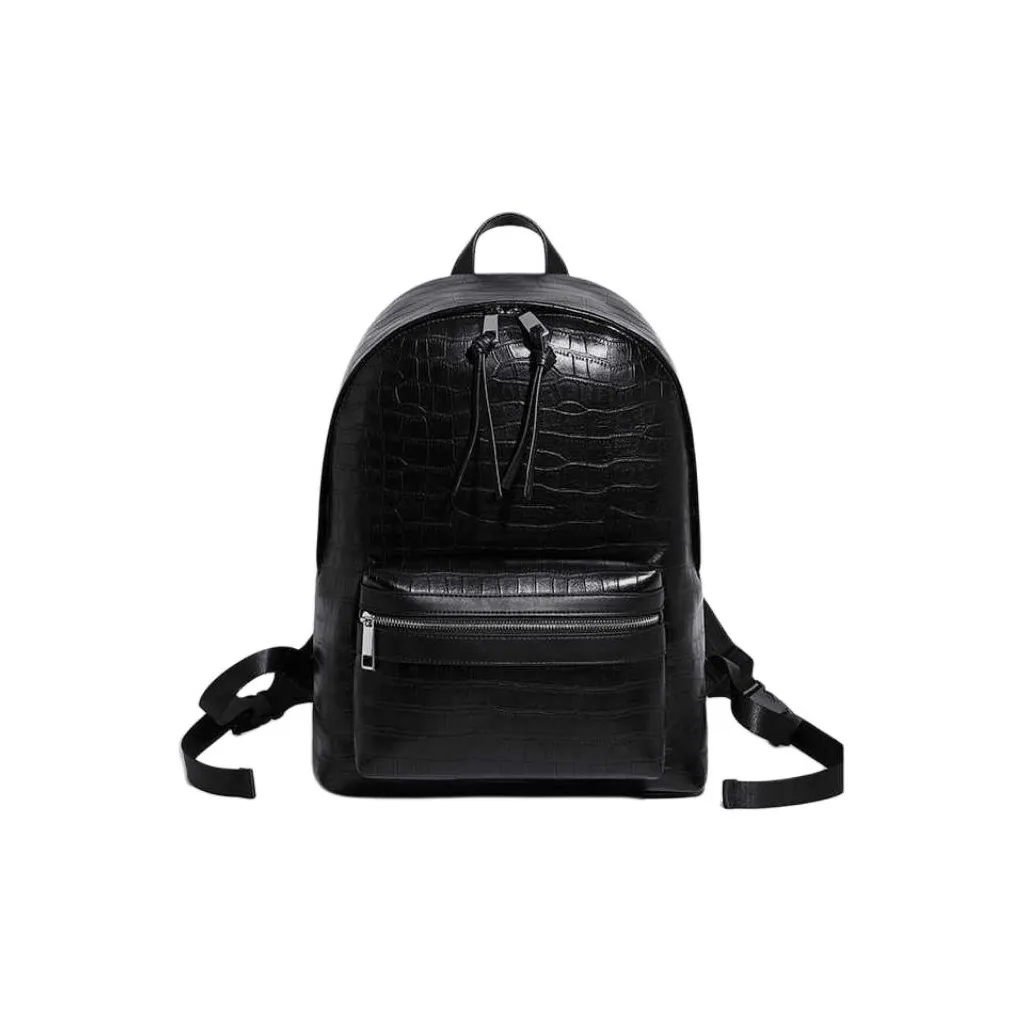 SHIZIYOUA Microfiber Synthetic Leather Backpack Medium Men's Black SHIZIYOUA Микрофибра Синтетическая Кожа Рюкзак Средний Мужской Черный