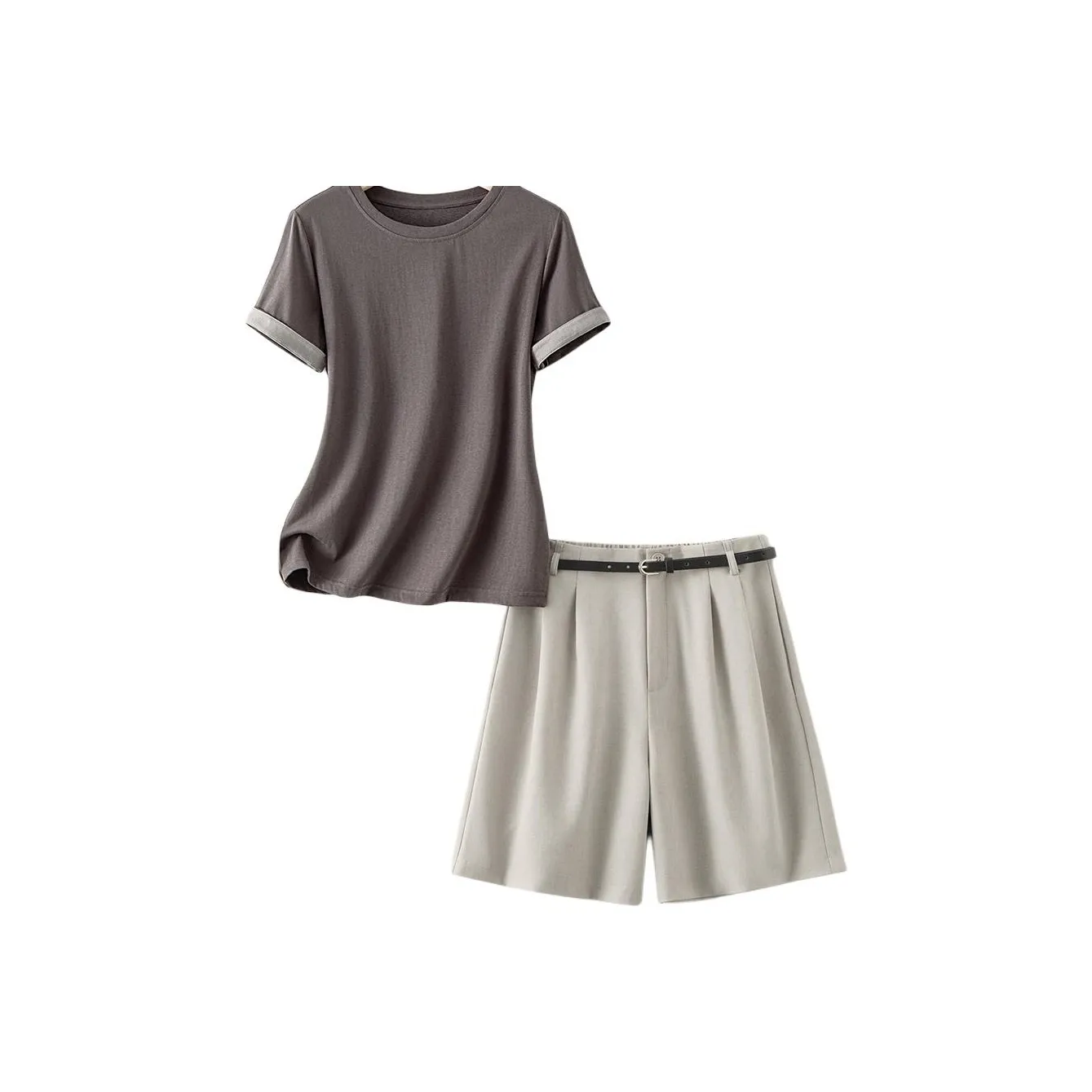 IHIMI Кофе Цвет Шорты Женские Повседневные Костюмы