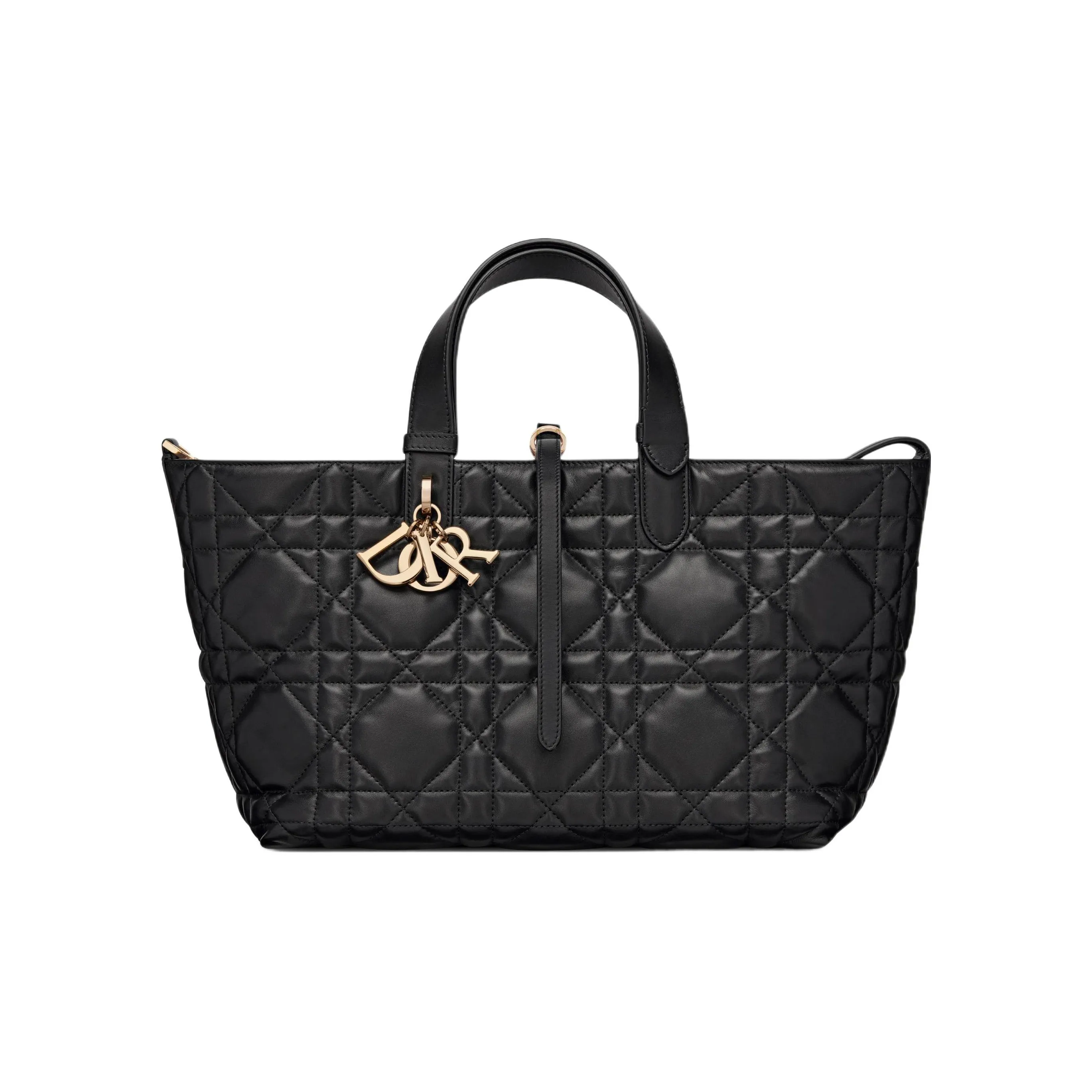 DIOR Toujours Cow Leather Native Handbag Medium Size Women's Black