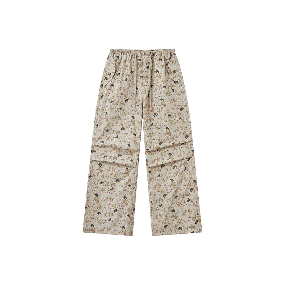 WULISHAONIAN Щенок Цветочный Эластичный Пояс Легкие Повседневные Штаны Унисекс