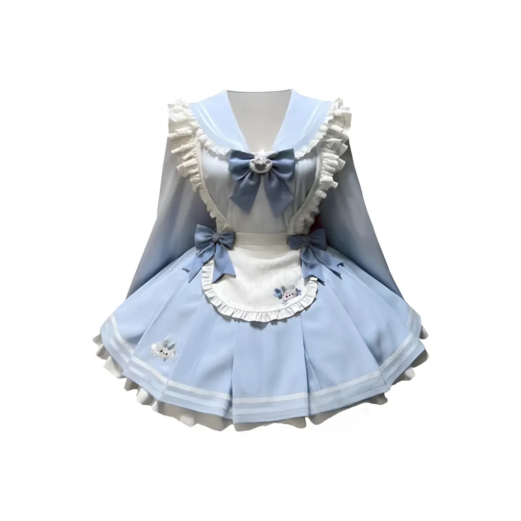 MISTVB Синий с Белым Lettering Женские Лолита Платья