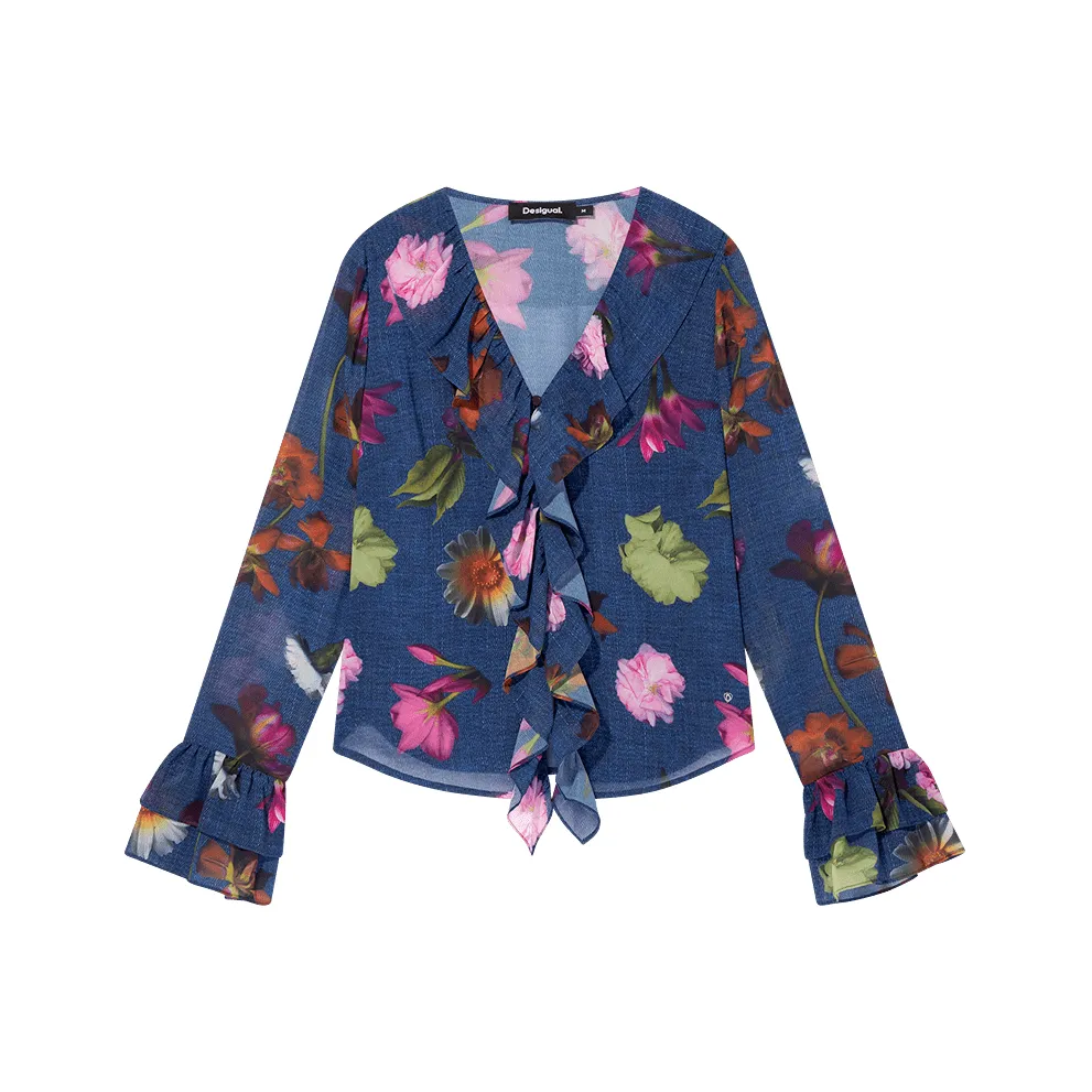 Desigual Синие с принтом женские рубашки