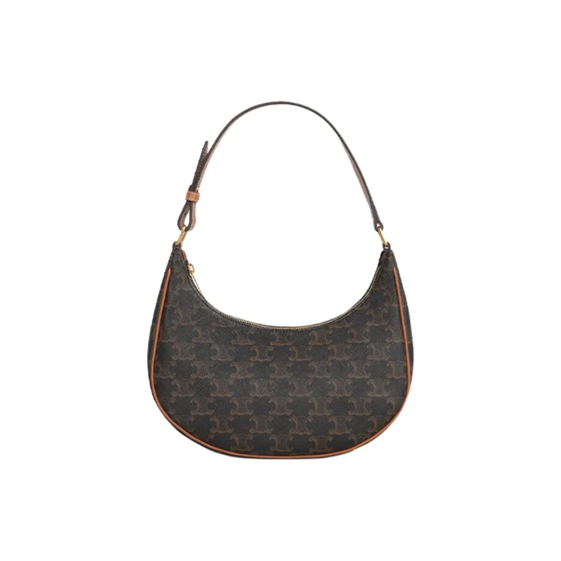 CELINE AVA Cow Leather Underarm Shoulder Bag Trumpets Women's Tawny