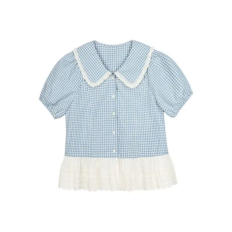 Nov elist Ледяной синий Клетчатый Женские Рубашки