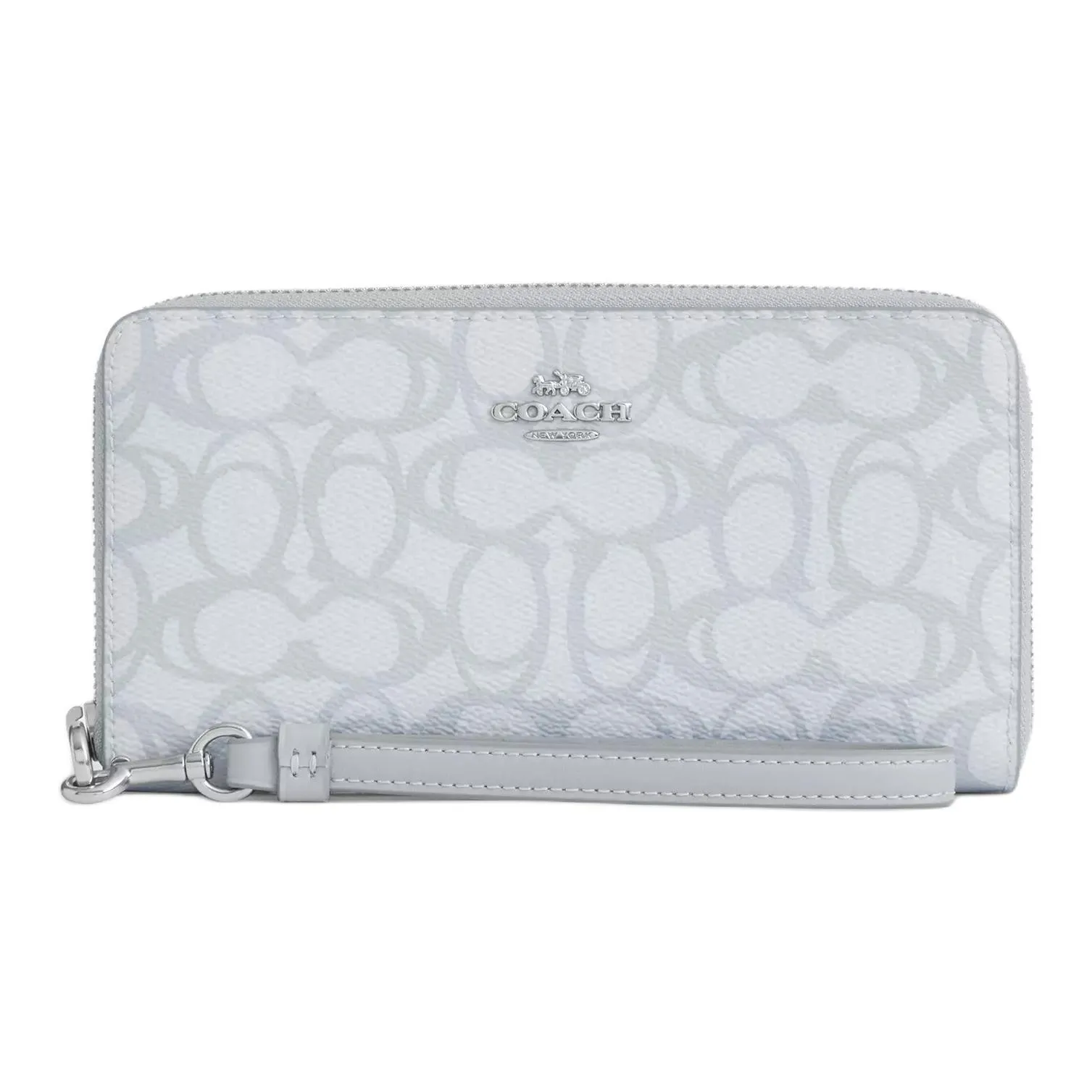 COACH Zip Around Покрытый холст Кошелек Маленький Женский Ледяной синий