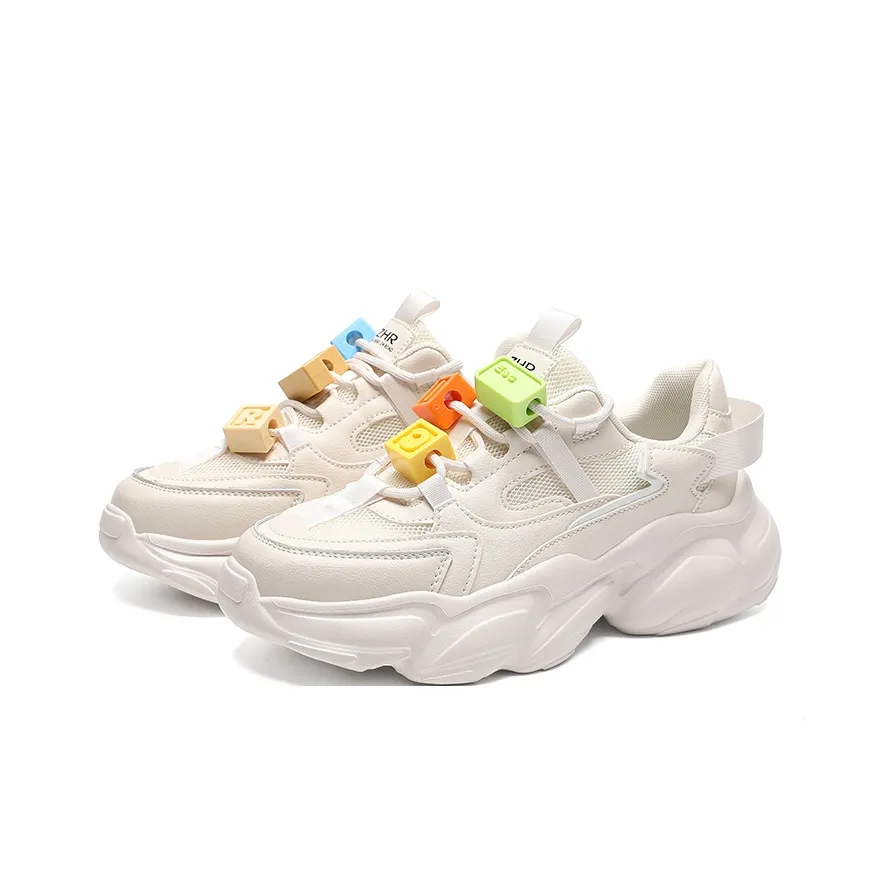 ZHR Многоцветный Точка Manufacturing Амортизация Устойчивый к истиранию Дышащий Низкий Топ Толстая подошва Кроссовки Мужские Бежевые