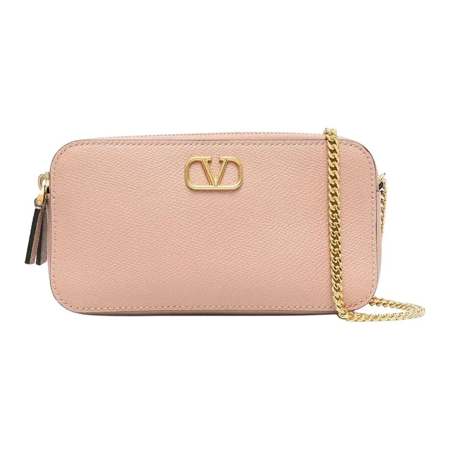 Valentino Vlogo Calfskin Shoulder Bag Crossbody Bag Small Size Women's Pink