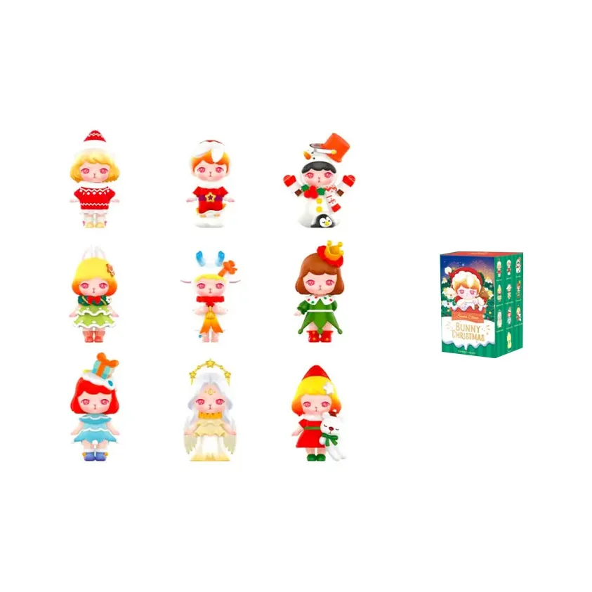 POP MART Кролик Рождественская коллекция Слепые коробки Один Blind Коробка Целая коробка 9 шт