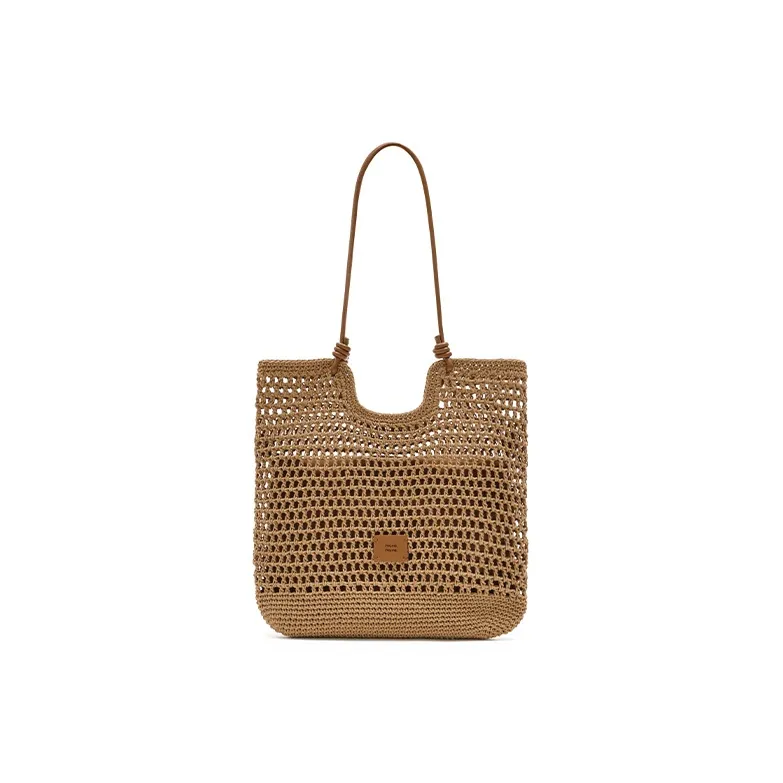 MUVA Полиэстер Хлопковая Смешанная Тканая Вязаная Сумка Сумка через плечо Мини Женская Жженый Чай Коричневый