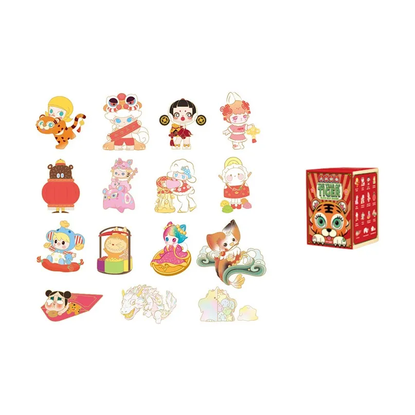 POP MART Коллаборация Edition Пузырьки Matique IP Тигр Leap Новогодняя Коллекция Значок Слепые Коробки Один Mystery Коробка Целая Коробка 15 шт