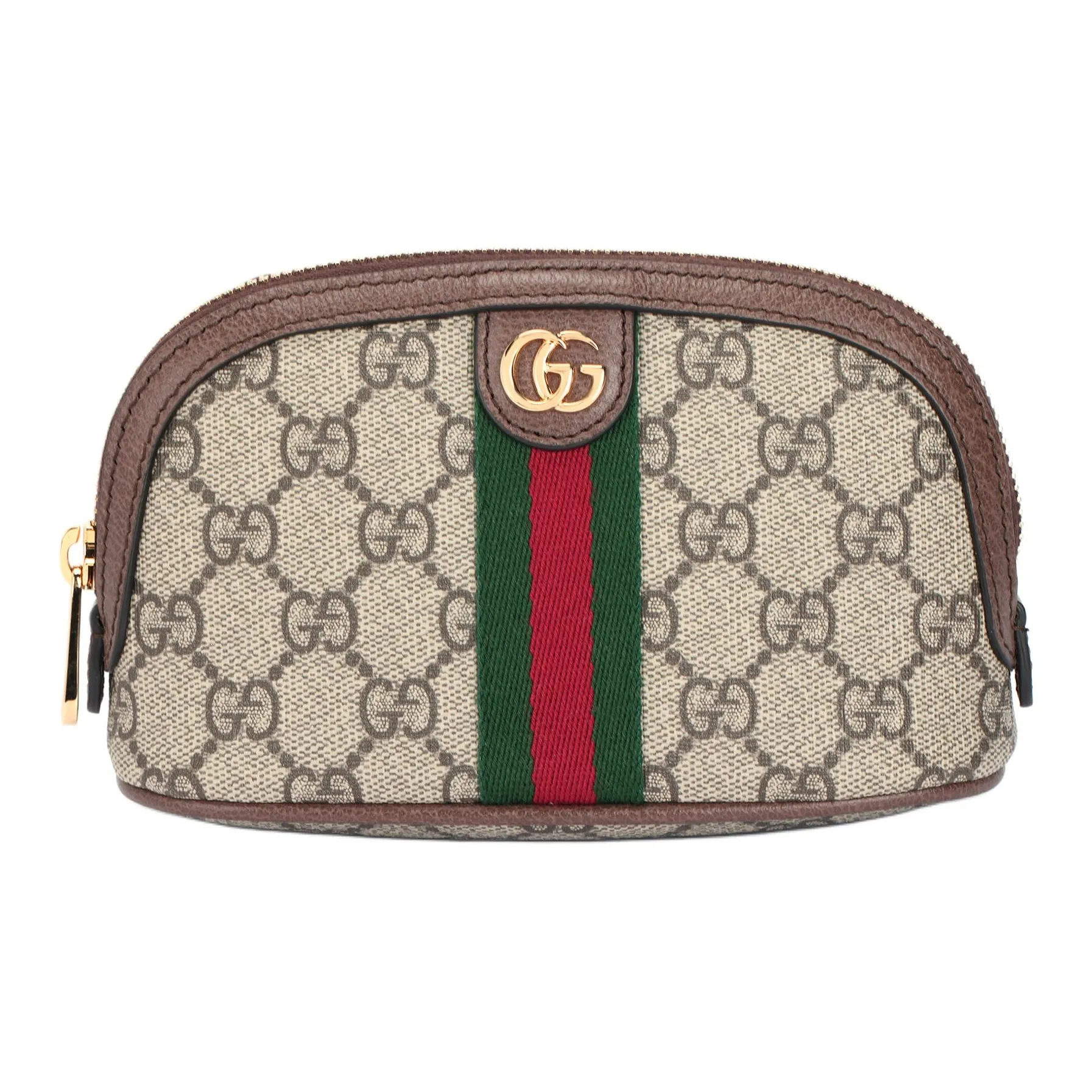 GUCCI Ophidia Canvas With Leather Clutch, Toiletry Bag, Makeup Bag Tubas Women's Ebony/Brown
