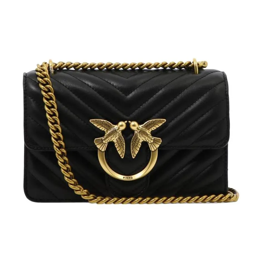 PINKO Sheepskin Shoulder Bag, Crossbody Bag Women's Black