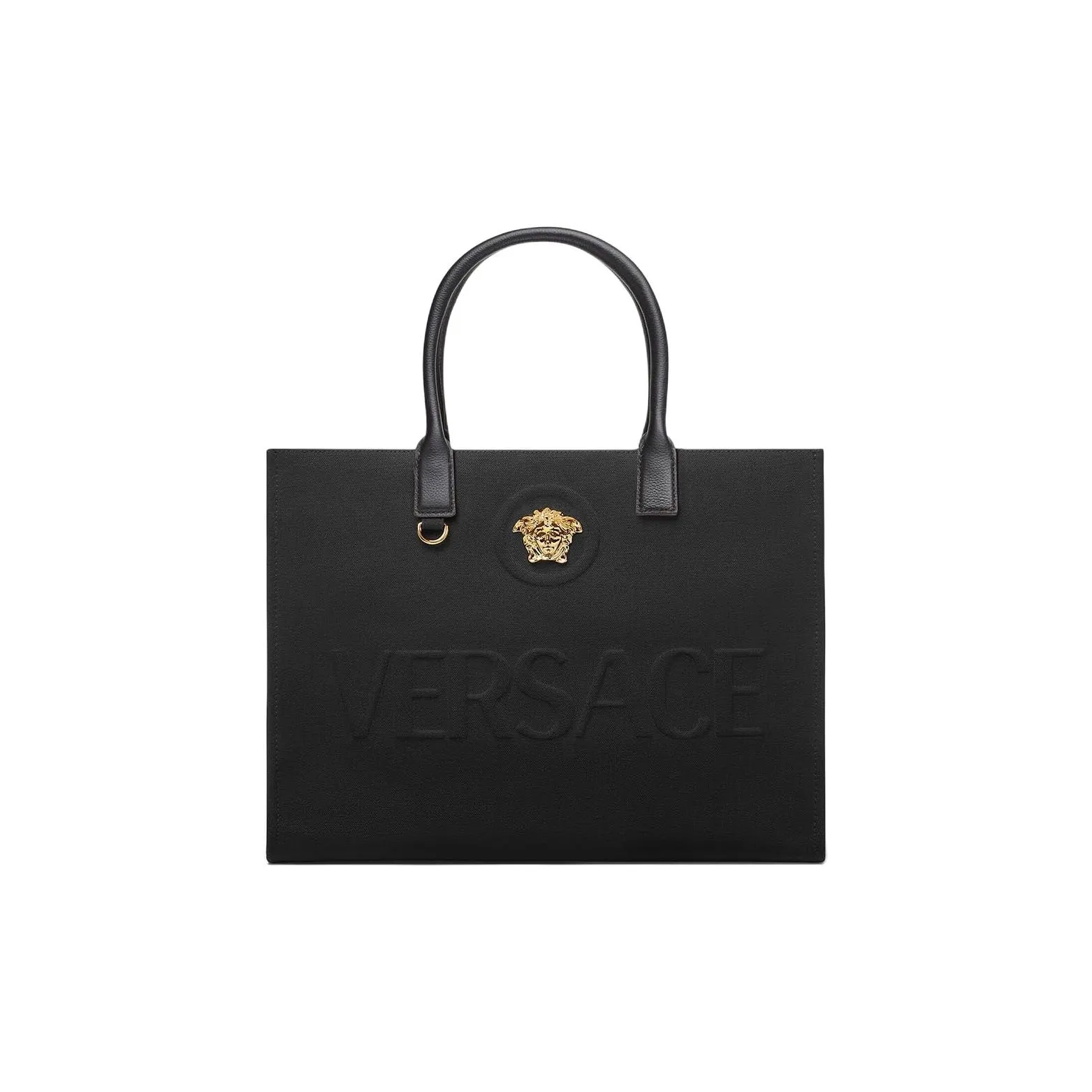 VERSACE Canvas Tote Bag, Shopping Bag, Shoulder Bag, Handbag Tubas Women's Black/Gold
