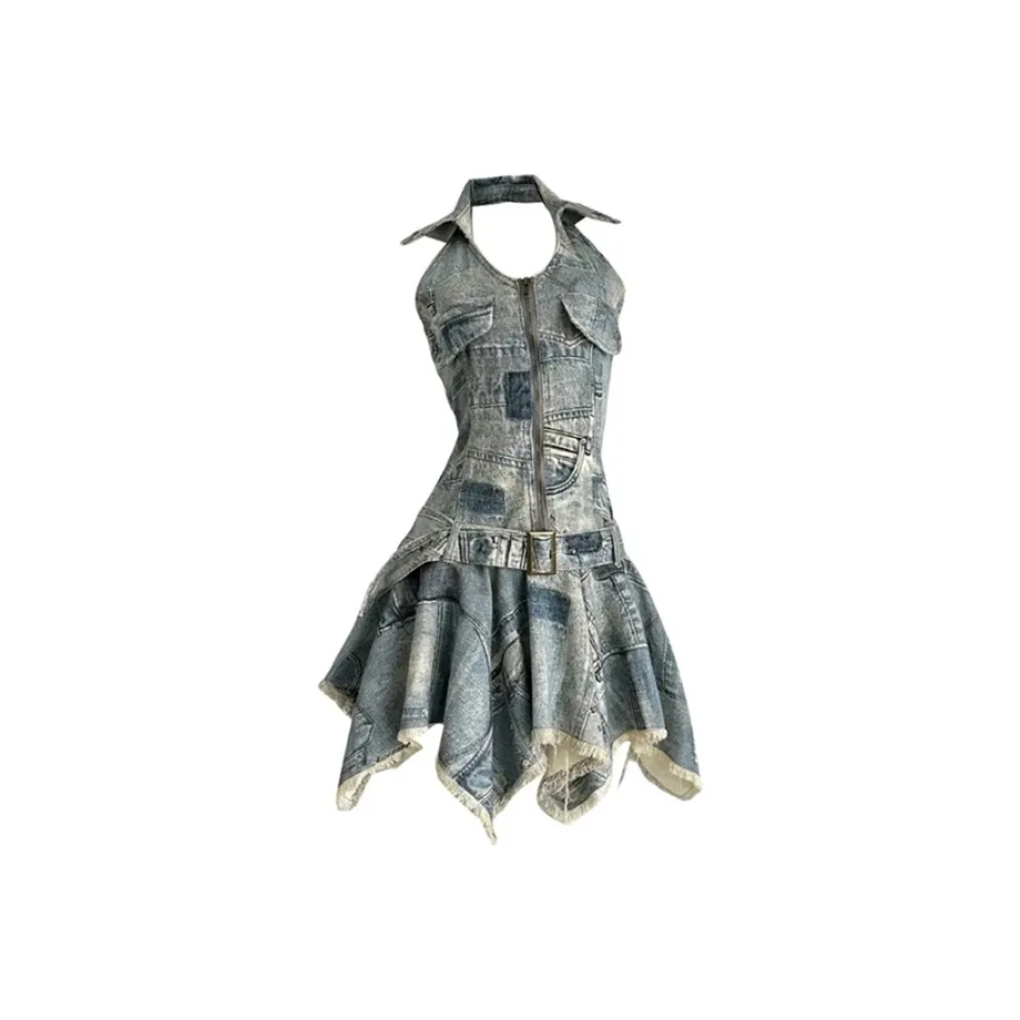 TIBINB Деним Женские Слиплатья