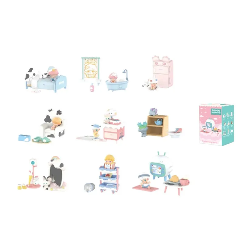 POP MART Dimoo Домашняя коллекция Фигурка Оборудование Слепые коробки Один Blind Коробка Целая коробка 9 шт