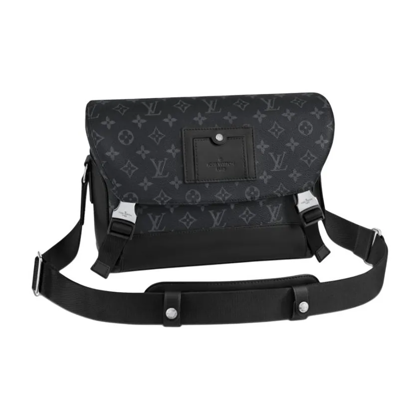 LOUIS VUITTON Coated Canvas Messenger Bag, Shoulder Bag, Crossbody Bag Trumpets Men's Black