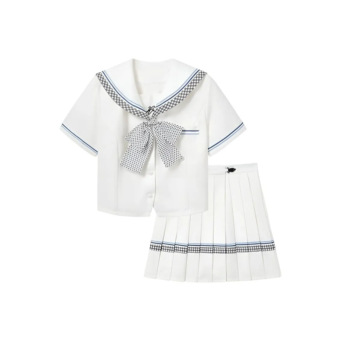 DOSOHEB Двухкомпонентный набор [Белый топ + Галстук-бабочка + Белая юбка] Женская униформа