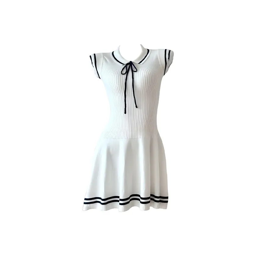 SISC Белое Женское Короткое Платье с Рукавами