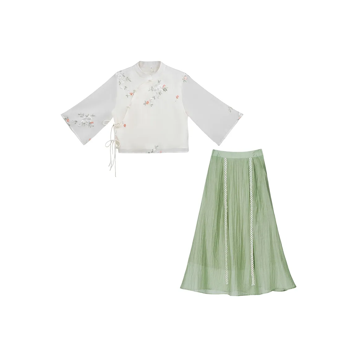 SONDR Абрикос+Зеленый Одежда Наборы Женские Комплекты с юбкой