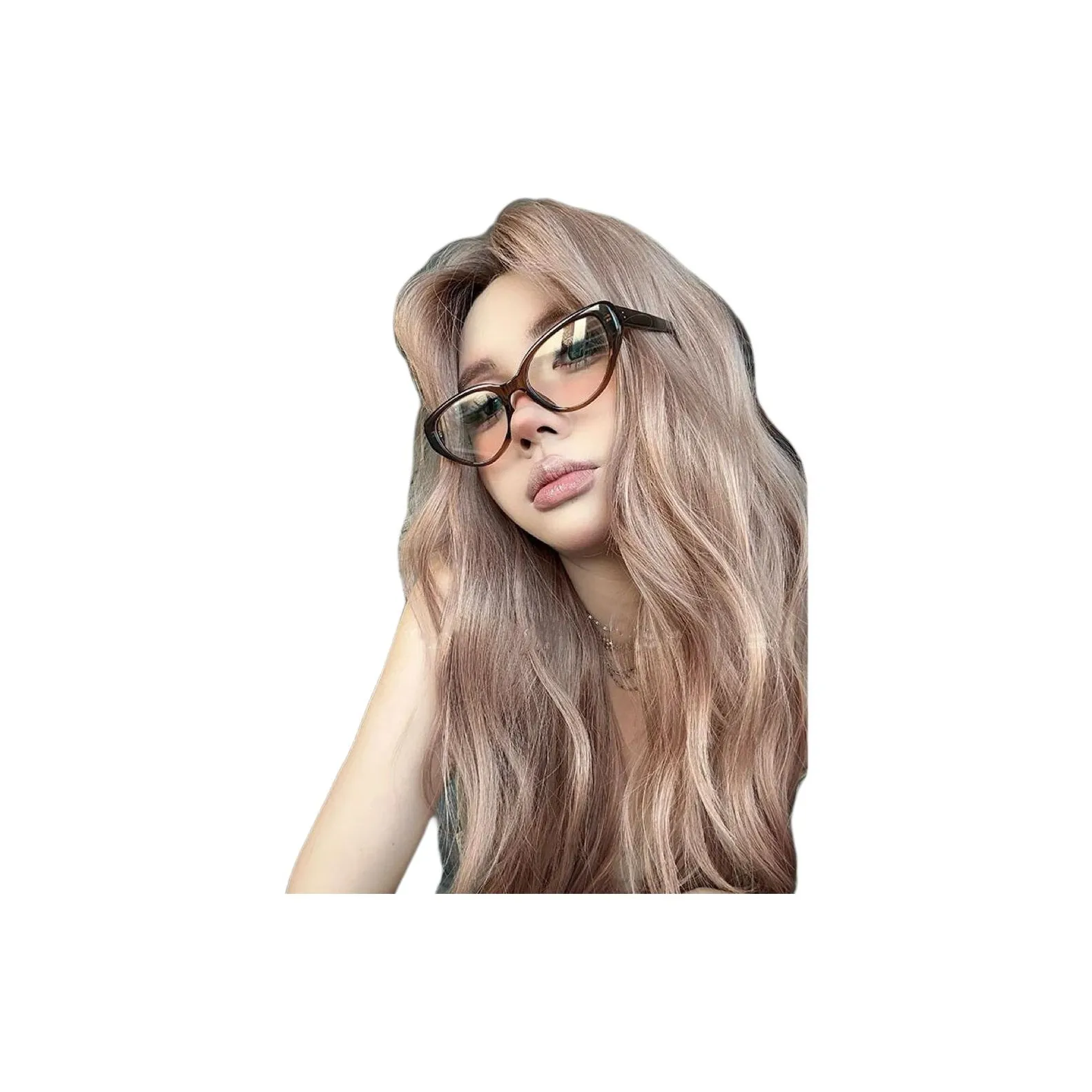 Gentle Welcome Персик Улун Перука Женская Медово-персиковый Улун Средняя Строчка Рябь Элегантность Полная Перука с Объемным Оболонкой