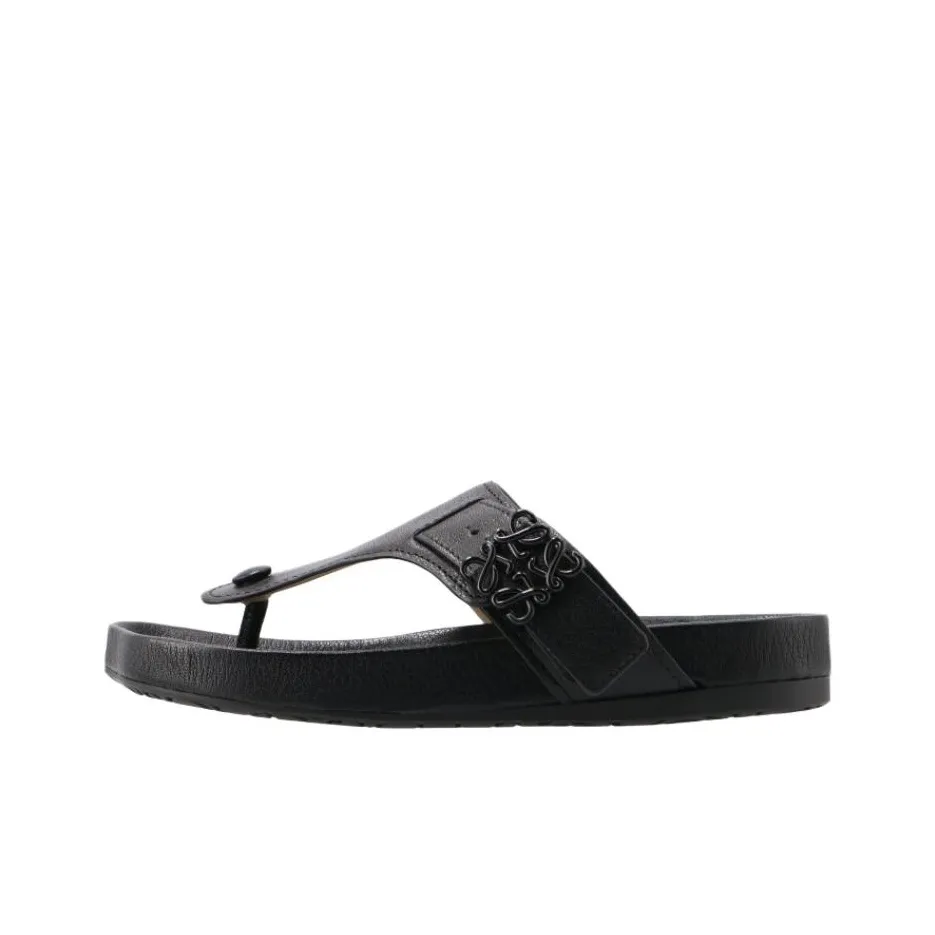 LOEWE Logo-plaque Leather Flip Flops
