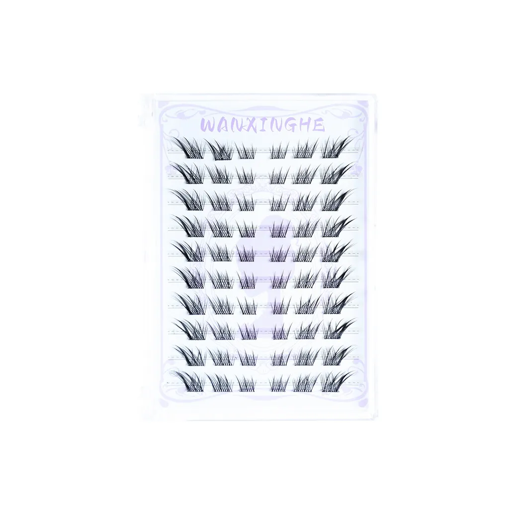 WANXINGHE No Glue No Removal Required Корейская Лиса Стиль Искусственные Надувные Ресницы Сегментированные Один Кластер Десять Рядов 60 Кластеров