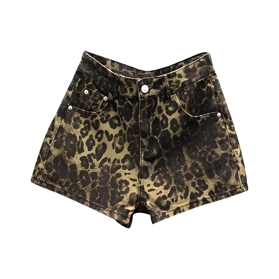 YICHEN Леопардовый принт Женские джинсовые шорты