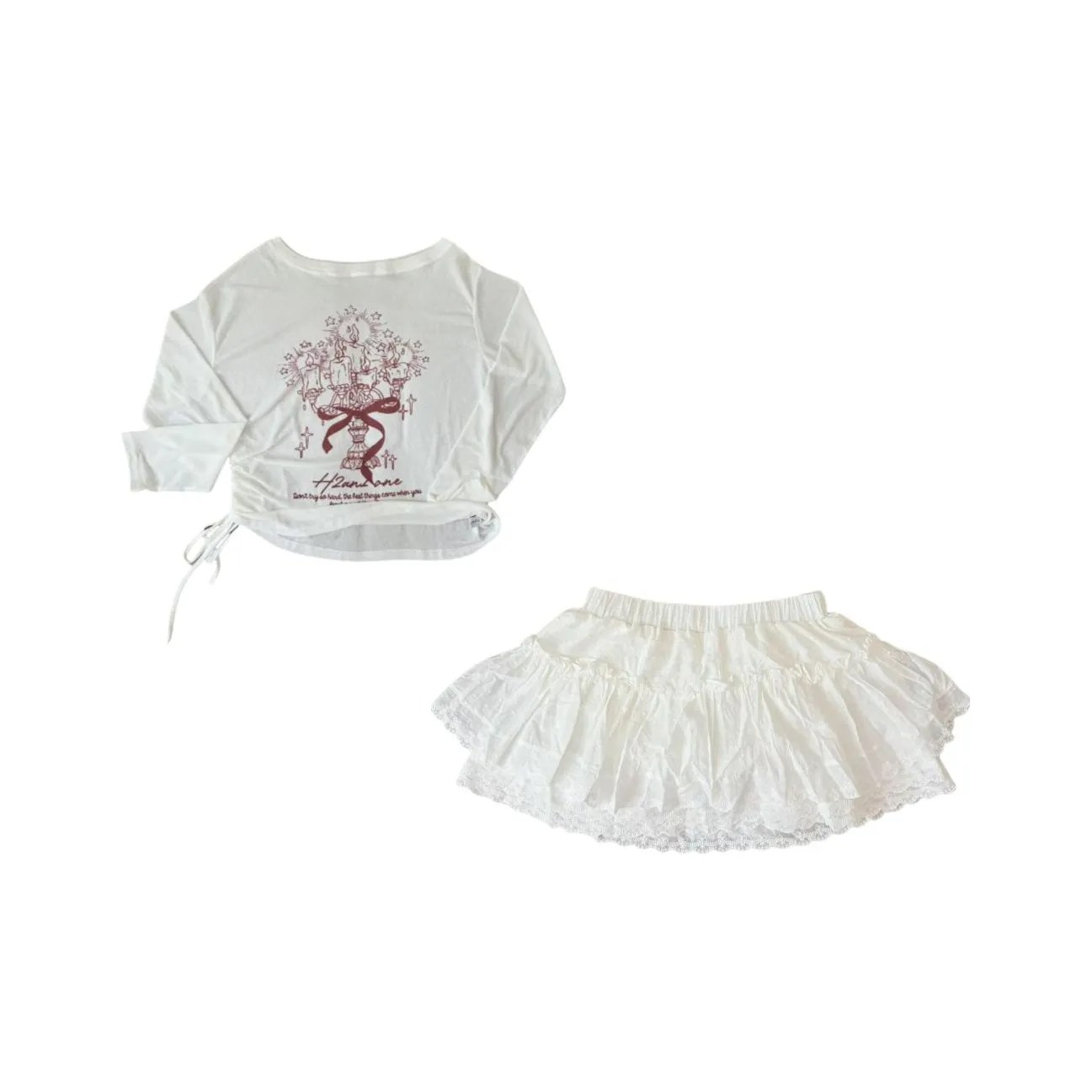 ZWTX STUDIO Белый Женские Комплекты с юбкой