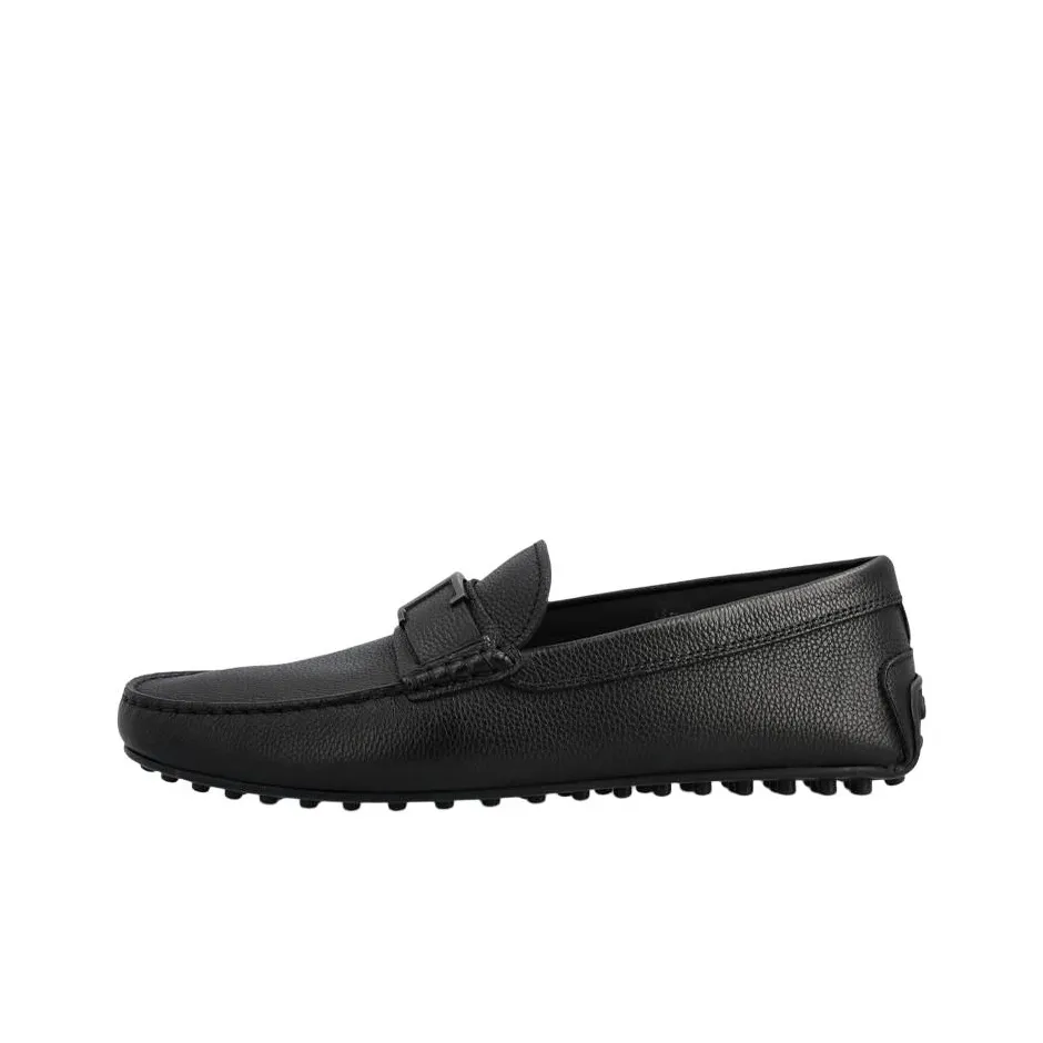 TOD'S Logo Plaque Almond Toe Loafers