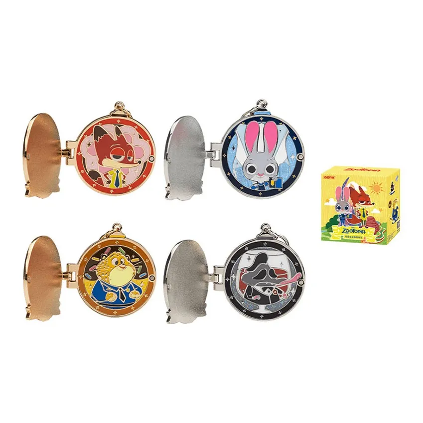 POP MART Ник Джуди Двойной Layer Металл Значок Фоторамка Подвеска Слепые коробки Один Mystery Коробка Целая коробка 4 шт