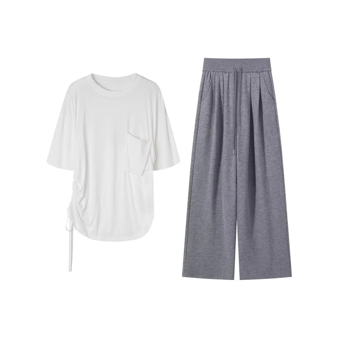 MARIE·COCO Белый топ + Серые брюки Женские Повседневные костюмы