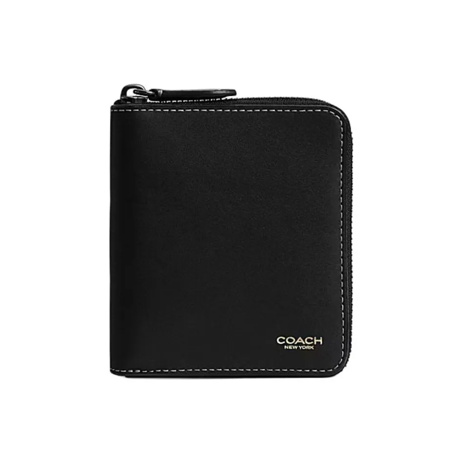 COACH Zip Around Кожа Кошелек Мини Унисекс Черный