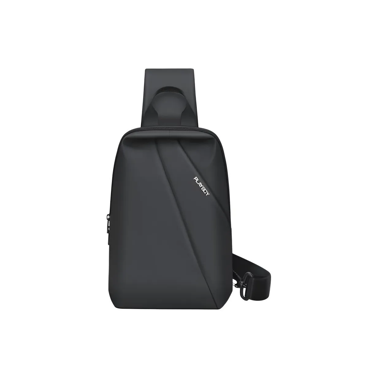 Сумка через плечо с кожей и мембраной унисекс черная серия PLAYBOY Collaboration