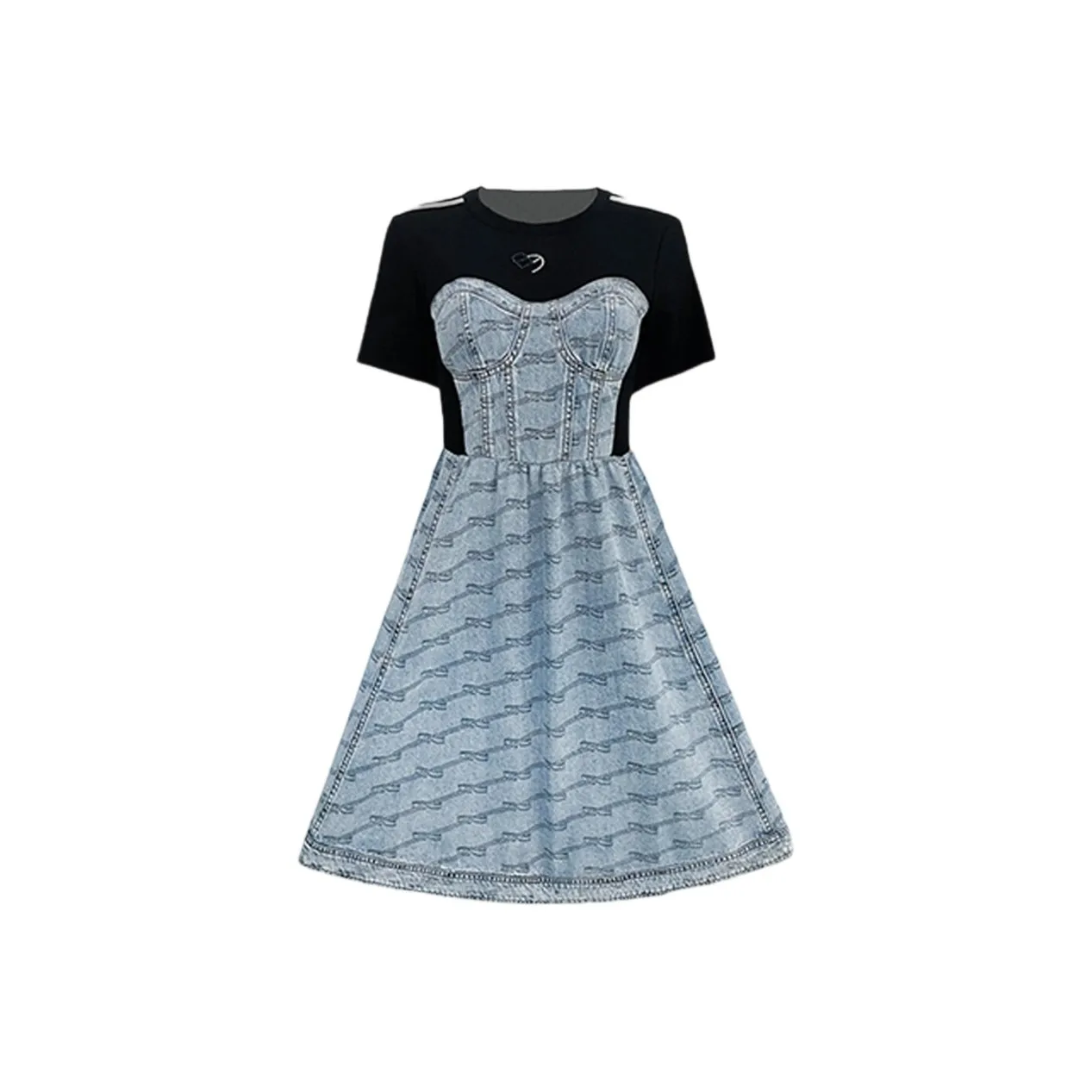 BISOU D'EVE Весеннее-Осеннее Короткое Джинсовое Платье с Короткими Рукавами Женское