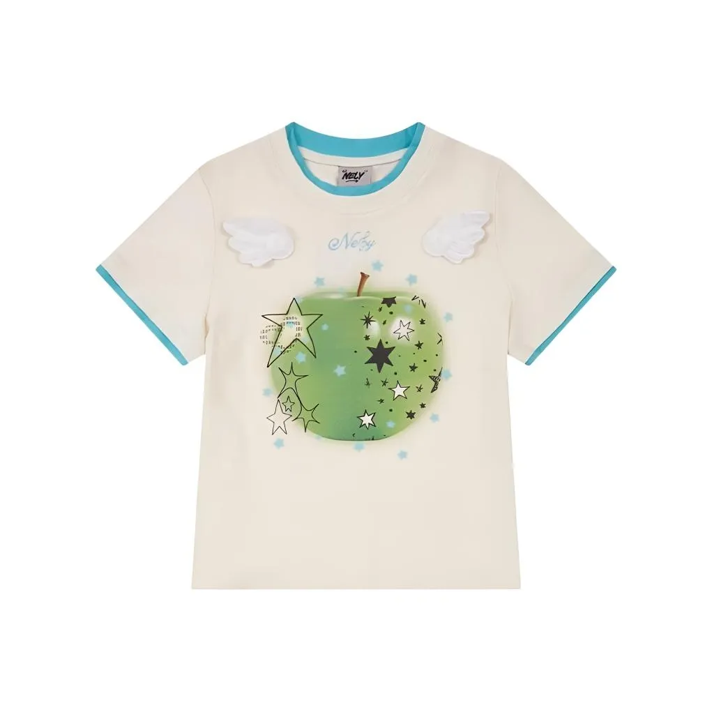 XIAOLIZI Кремово-абрикосовый Синий Женские Рубашки T